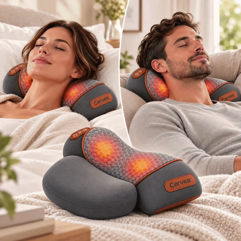 Cervéa™ - Coussin Cervical Chauffant & Massant Sans Fil