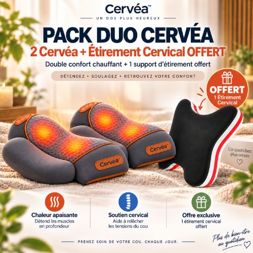 Cervéa™ - Coussin Cervical Chauffant & Massant Sans Fil