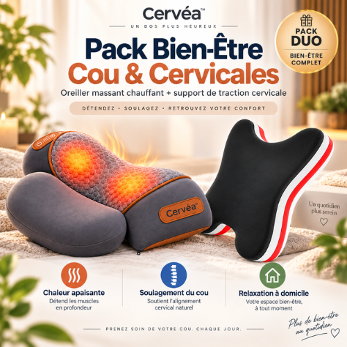 Cervéa™ - Coussin Cervical Chauffant & Massant Sans Fil