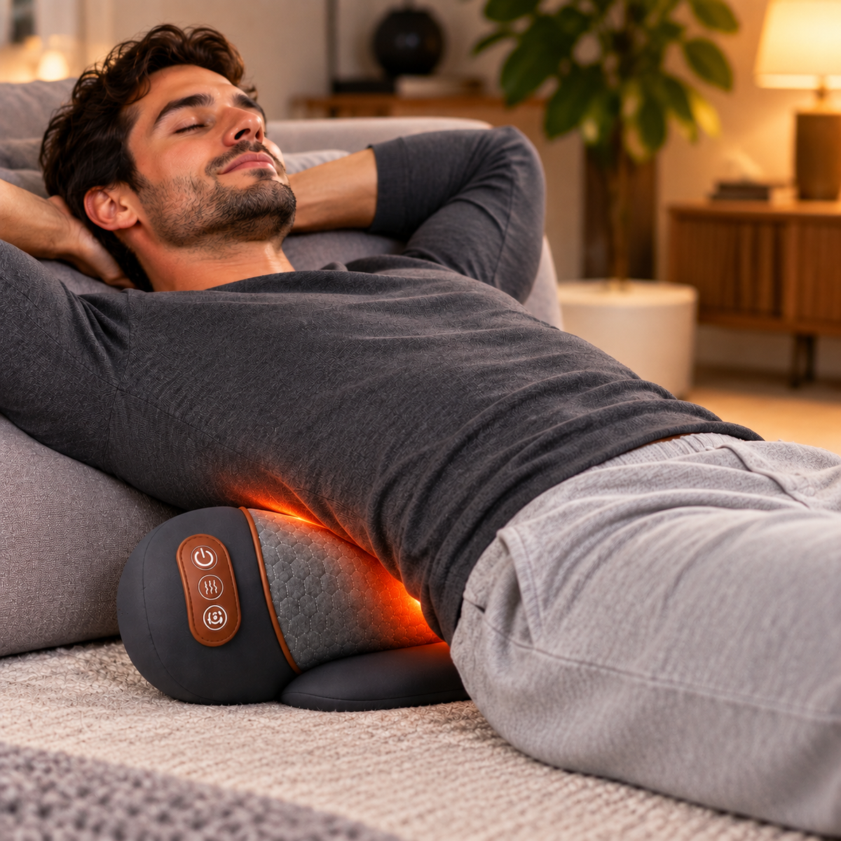 Cervéa™ porté sur la nuque, femme installée dans son lit en fin de soirée